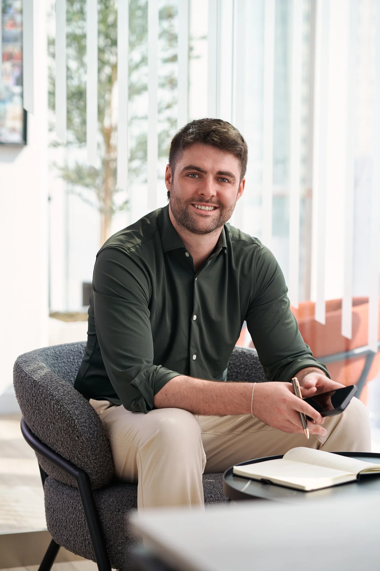 woman in purple suit