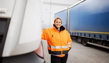 How to Become a Class 2 HGV Driver preview image woman in hi-vis jacket
