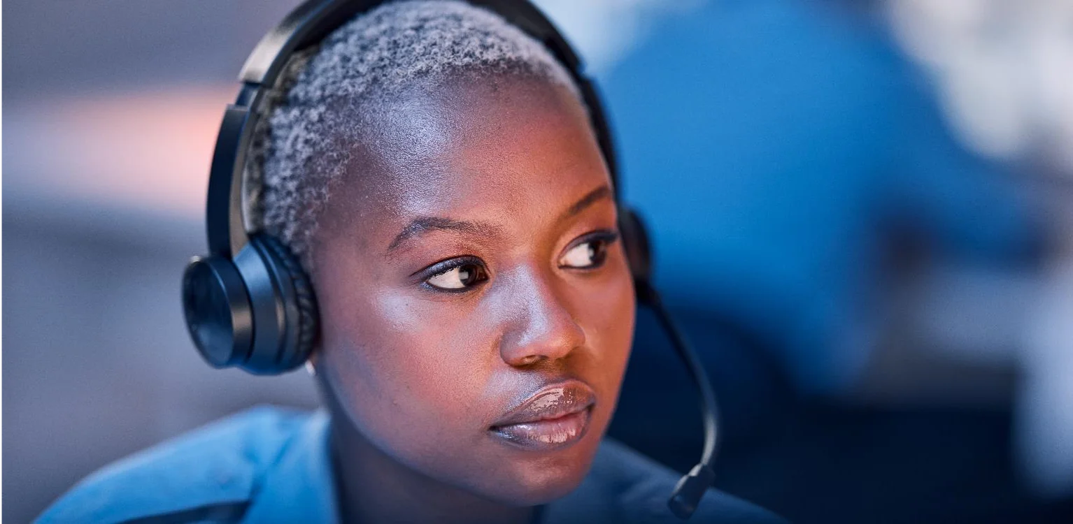 woman on headset