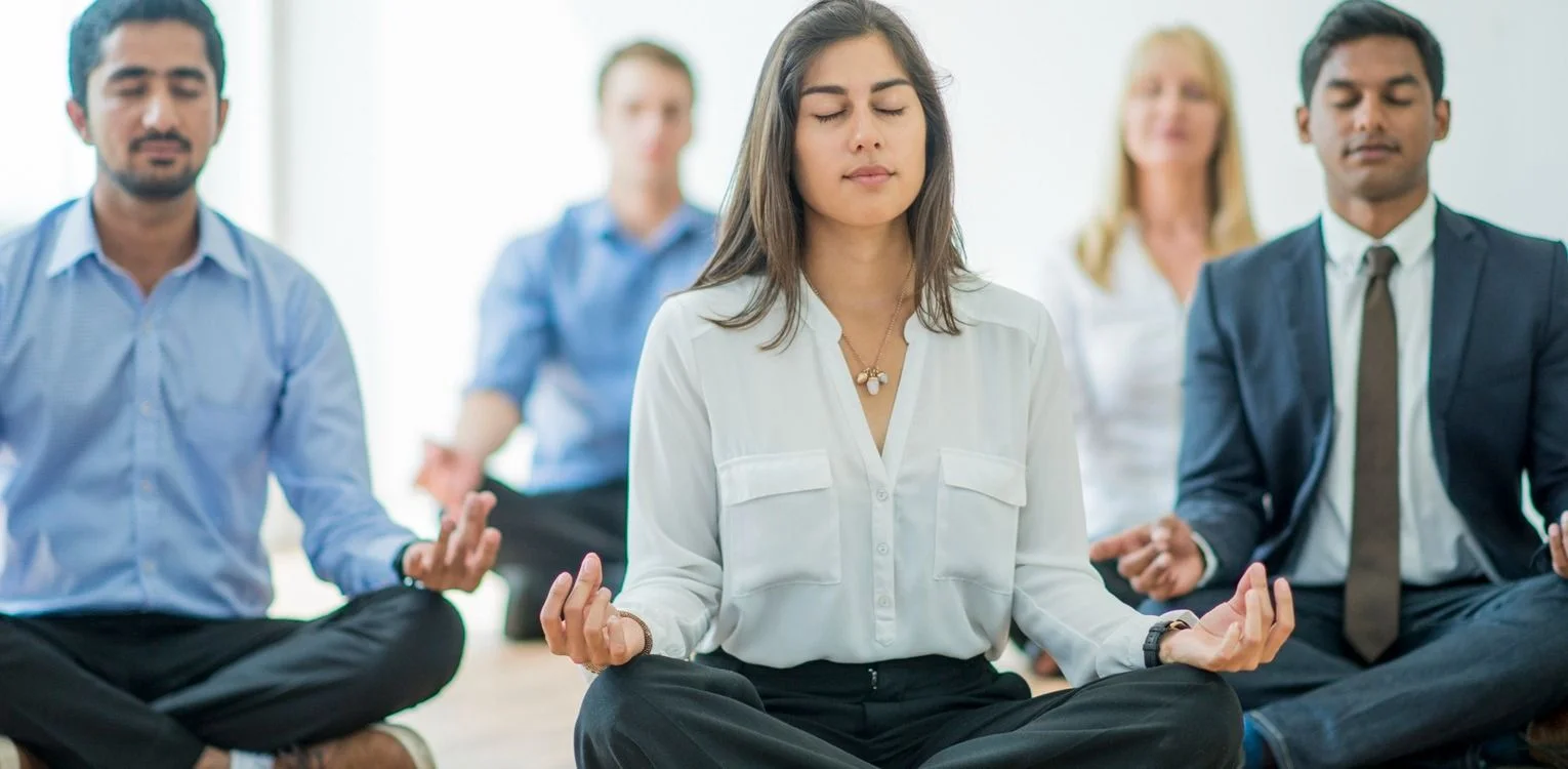 Woman doing breathing exercises