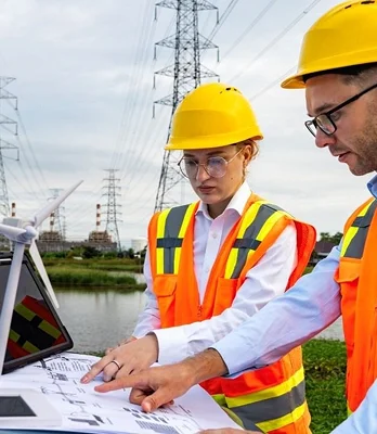 energy engineers working outside
