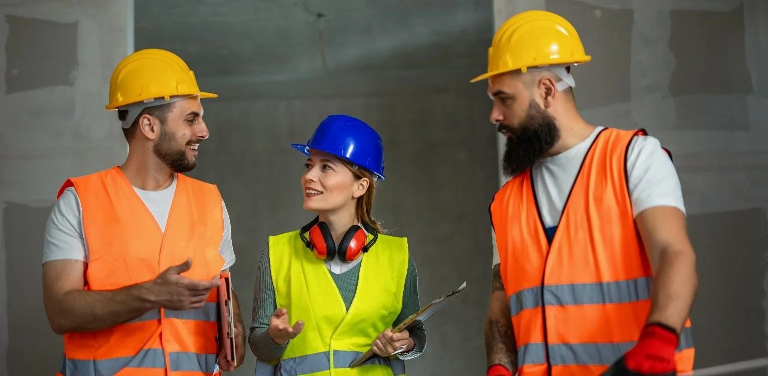 Facilities Manager discussing renovations with builders