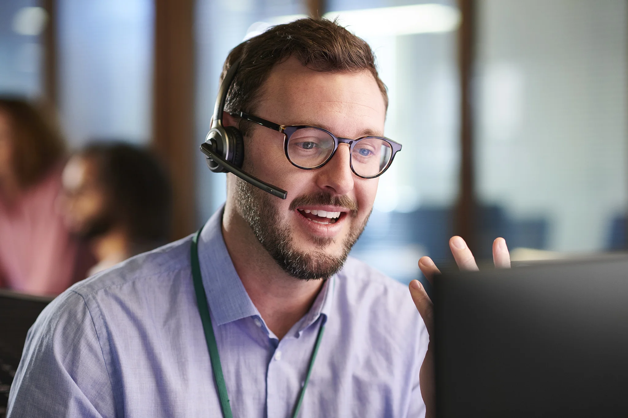 man working in call centre