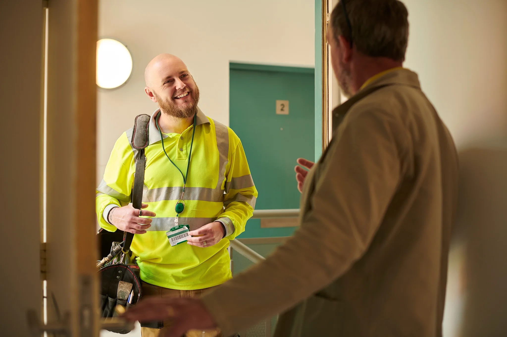 warehouse worker smiling