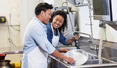 How to Become a Kitchen Porter preview image people washing pots