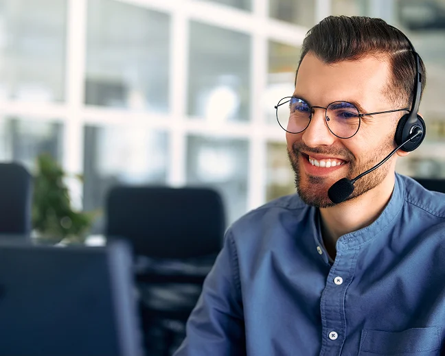 man talking on headset