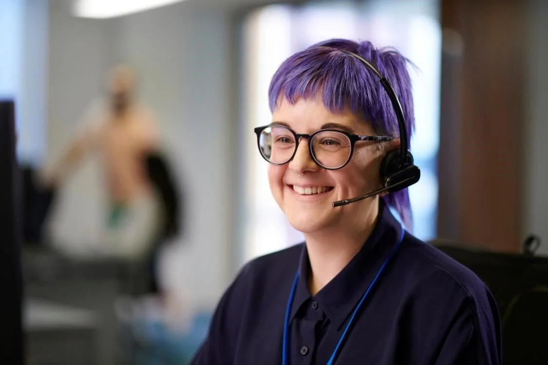 person on headset