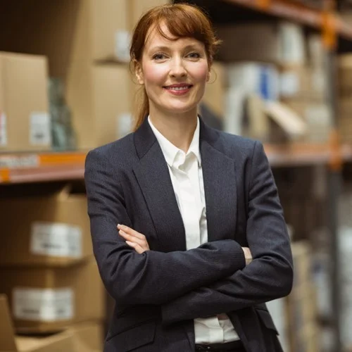 Logistics manager stood in a warehouse