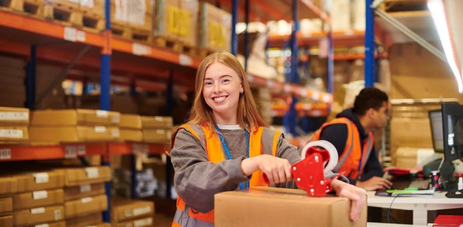 woman in warehouse