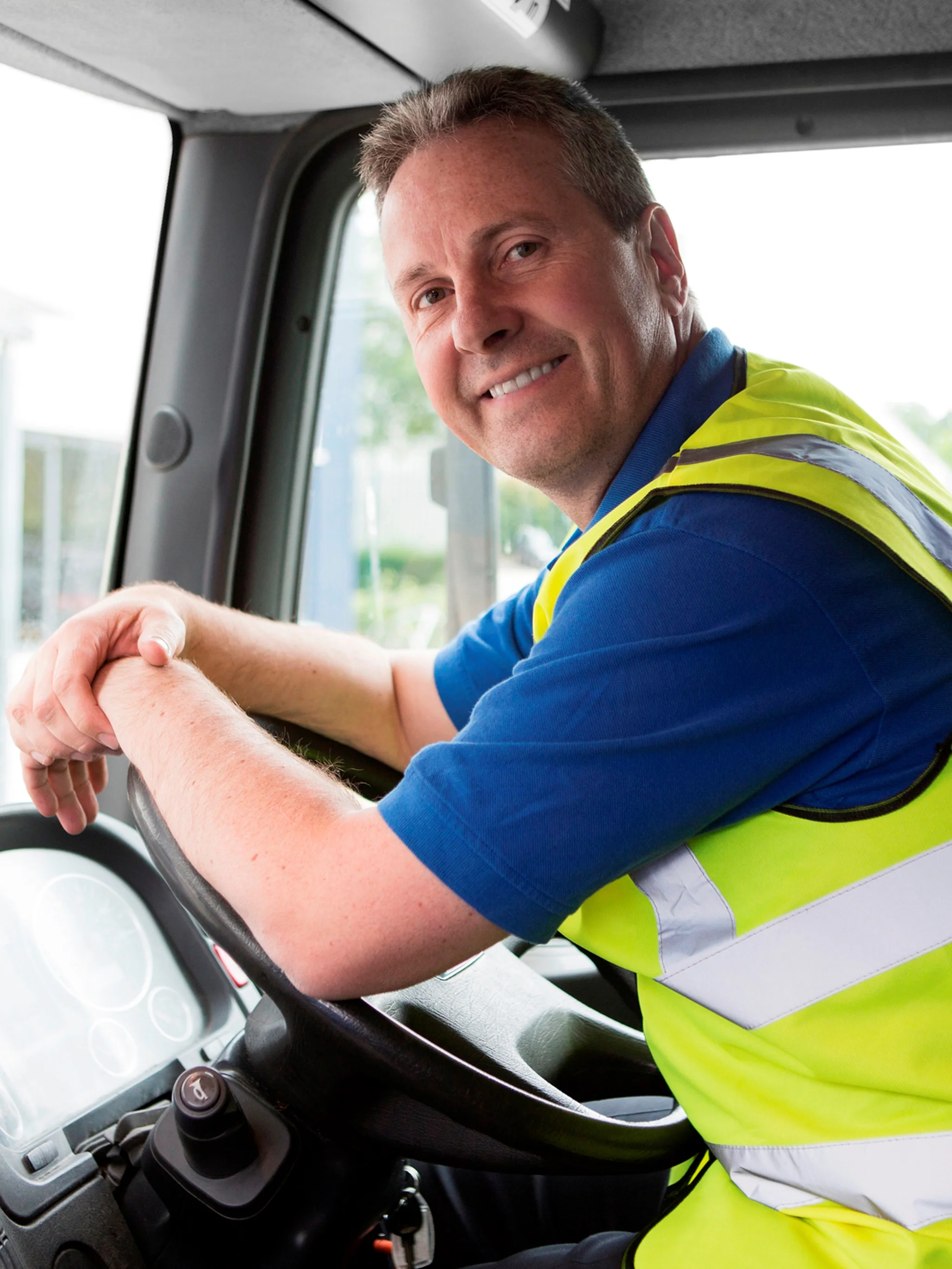 Smiling HGV driver
