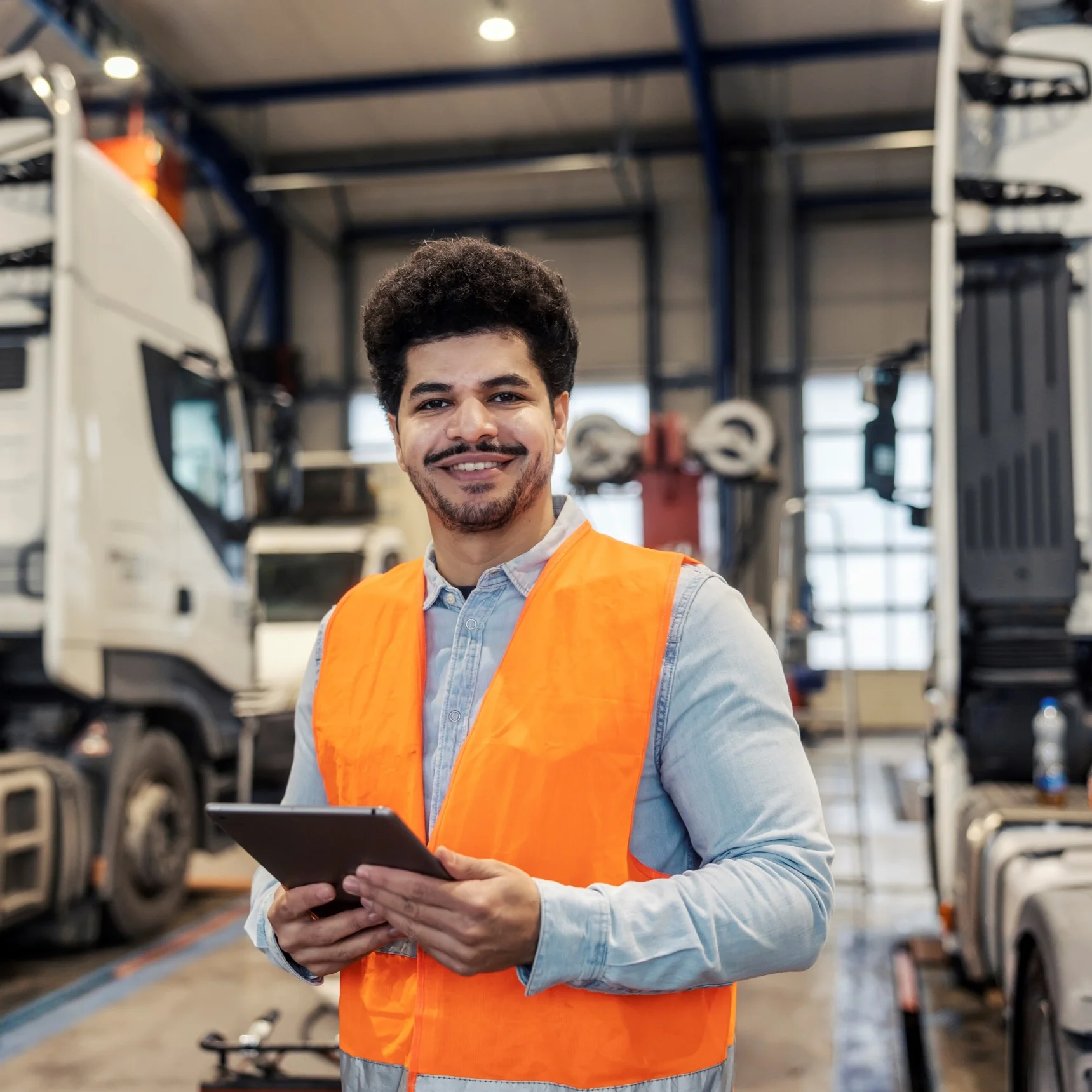 Logistics worker in haulage centre