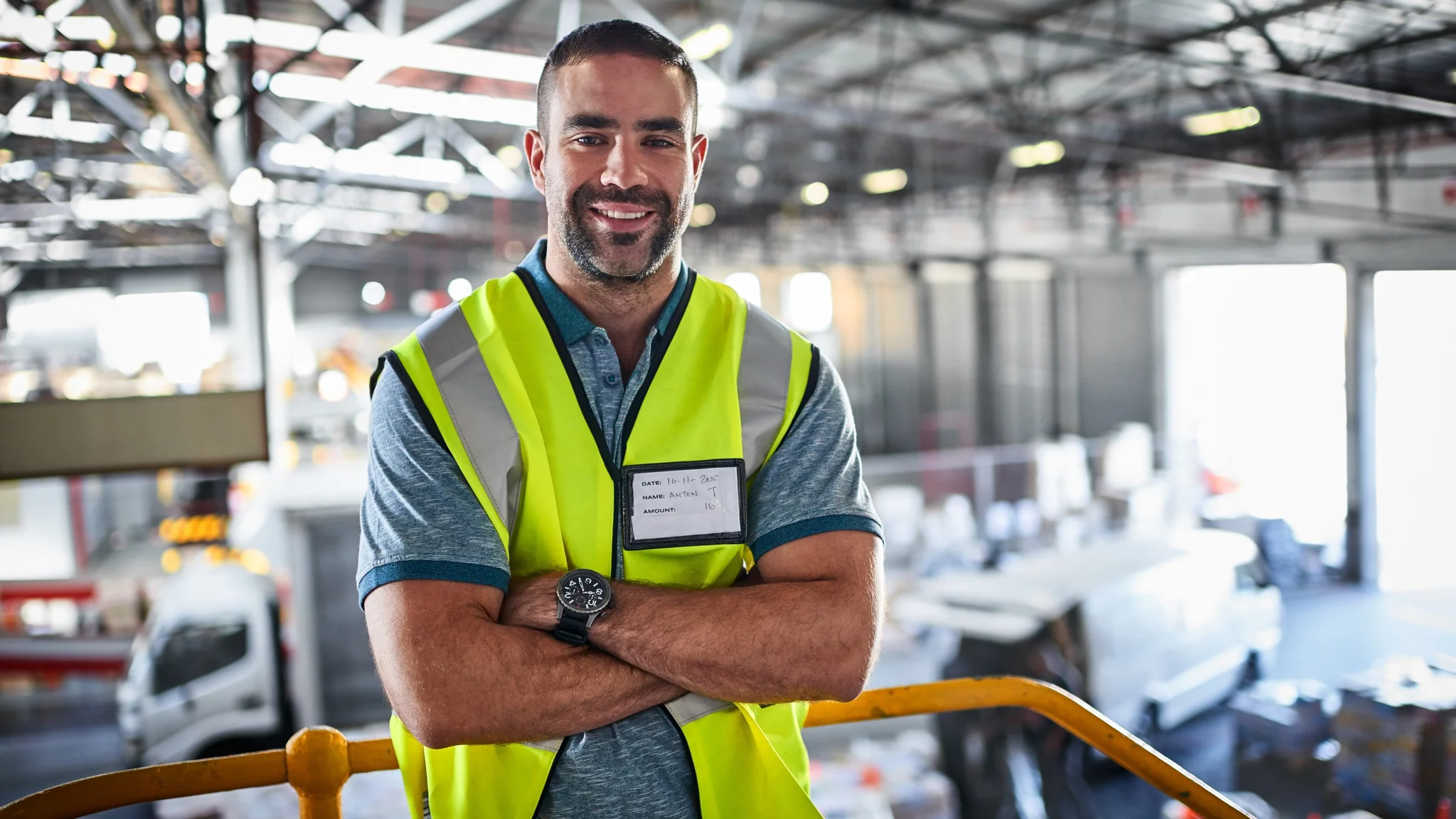 Transport Manager stood in a retail distribution depot