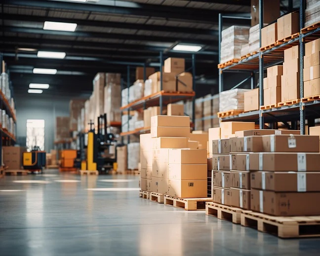 boxes in a warehouse