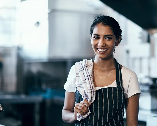 woman chef smiling