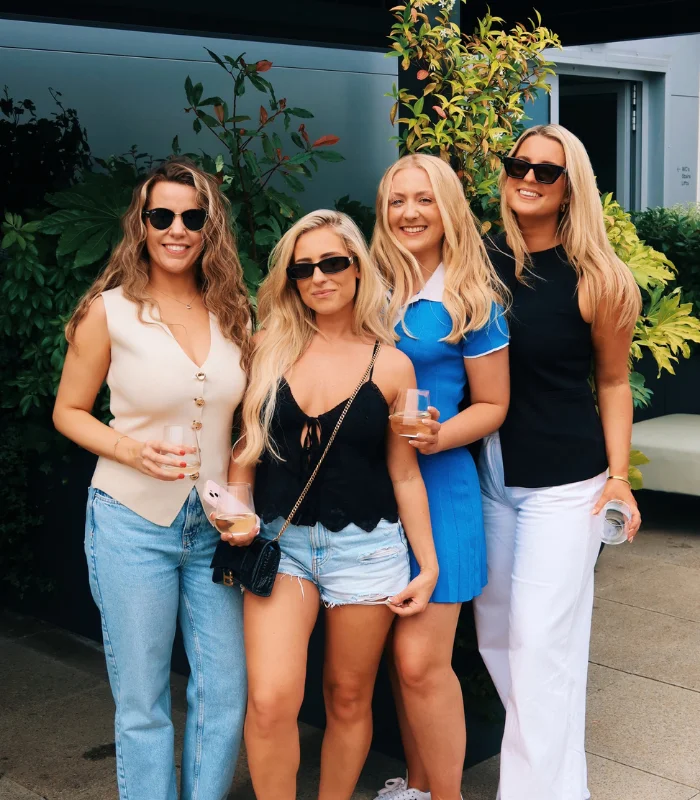 Group of women recruiters enjoying rooftop garden