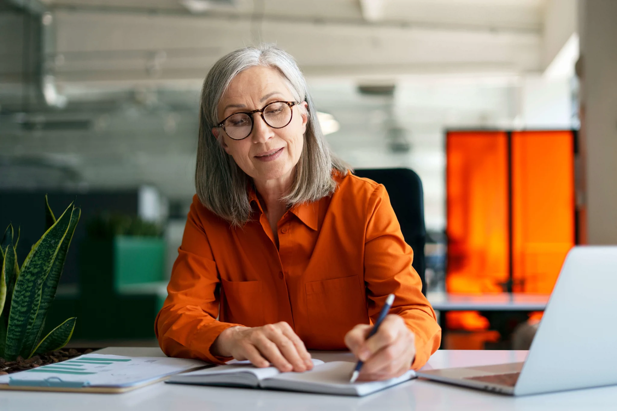 lady at desk
