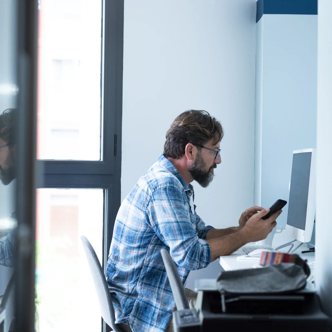 Man working on computer