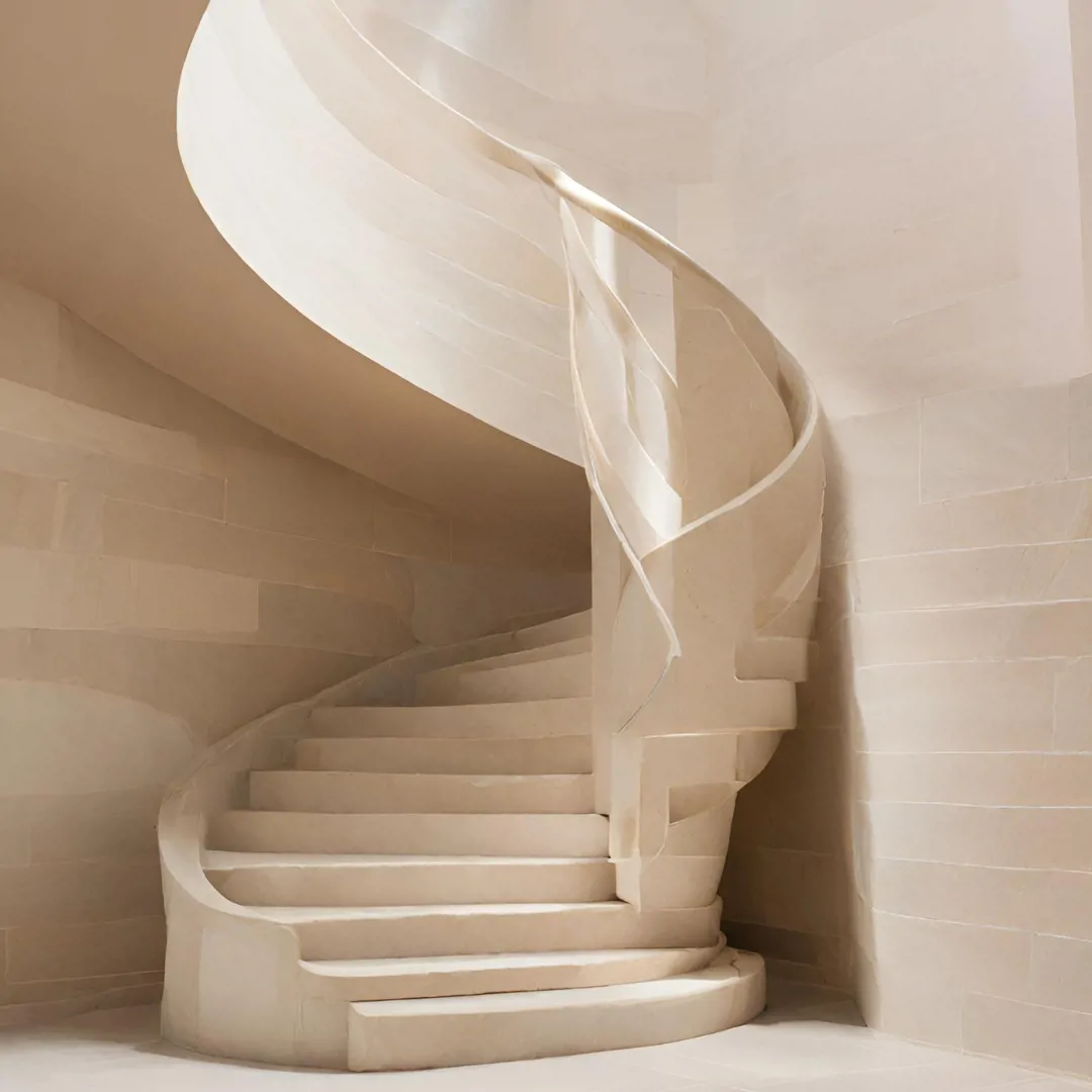 A luxury cream winding staircase