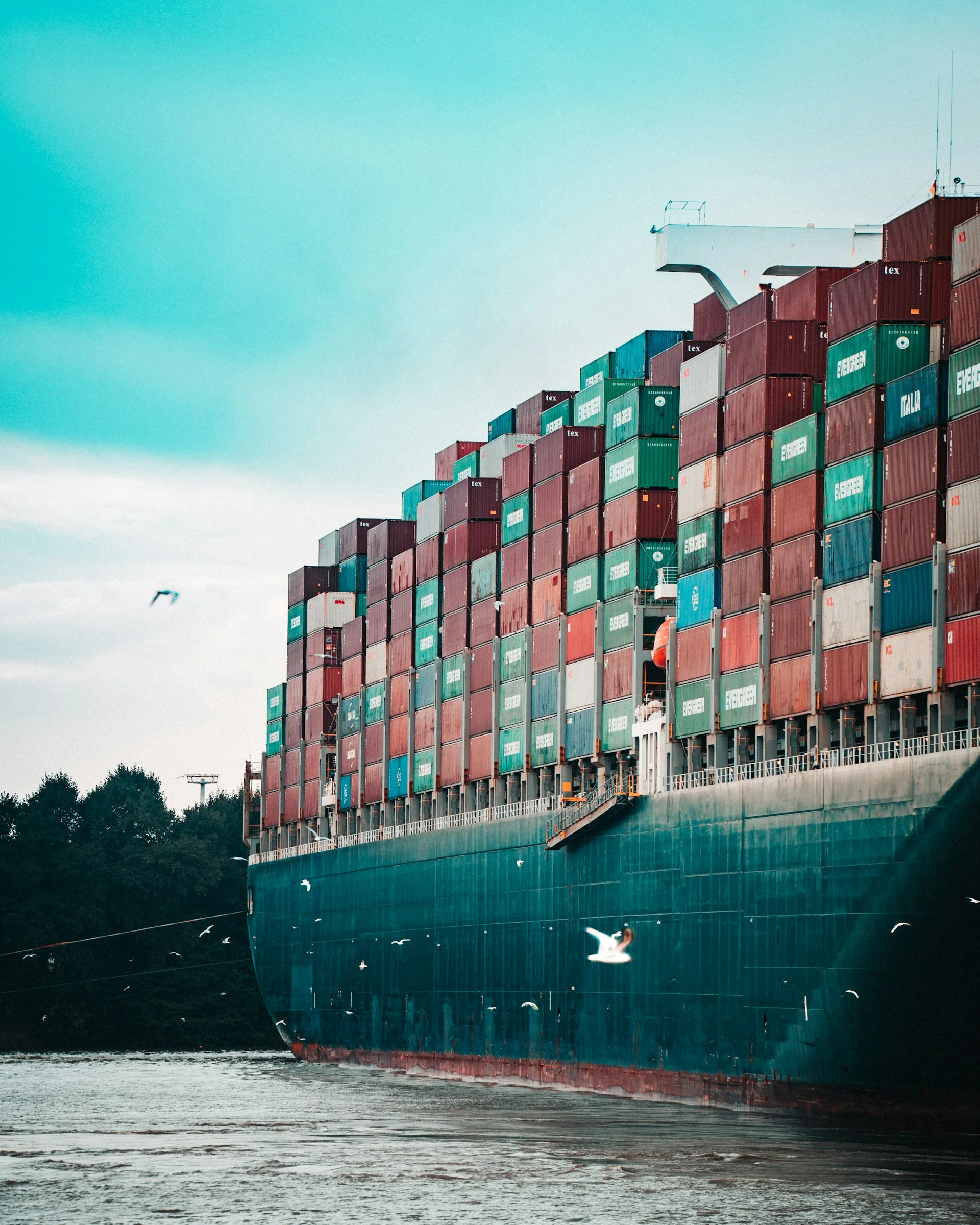 Shipping containers on boat