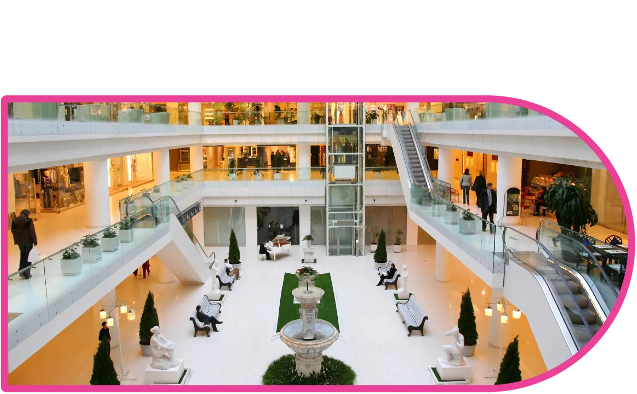 Photo of a shopping centre from a high vantage point