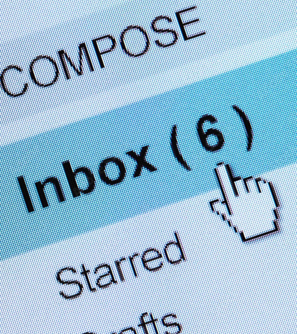 email inbox close up