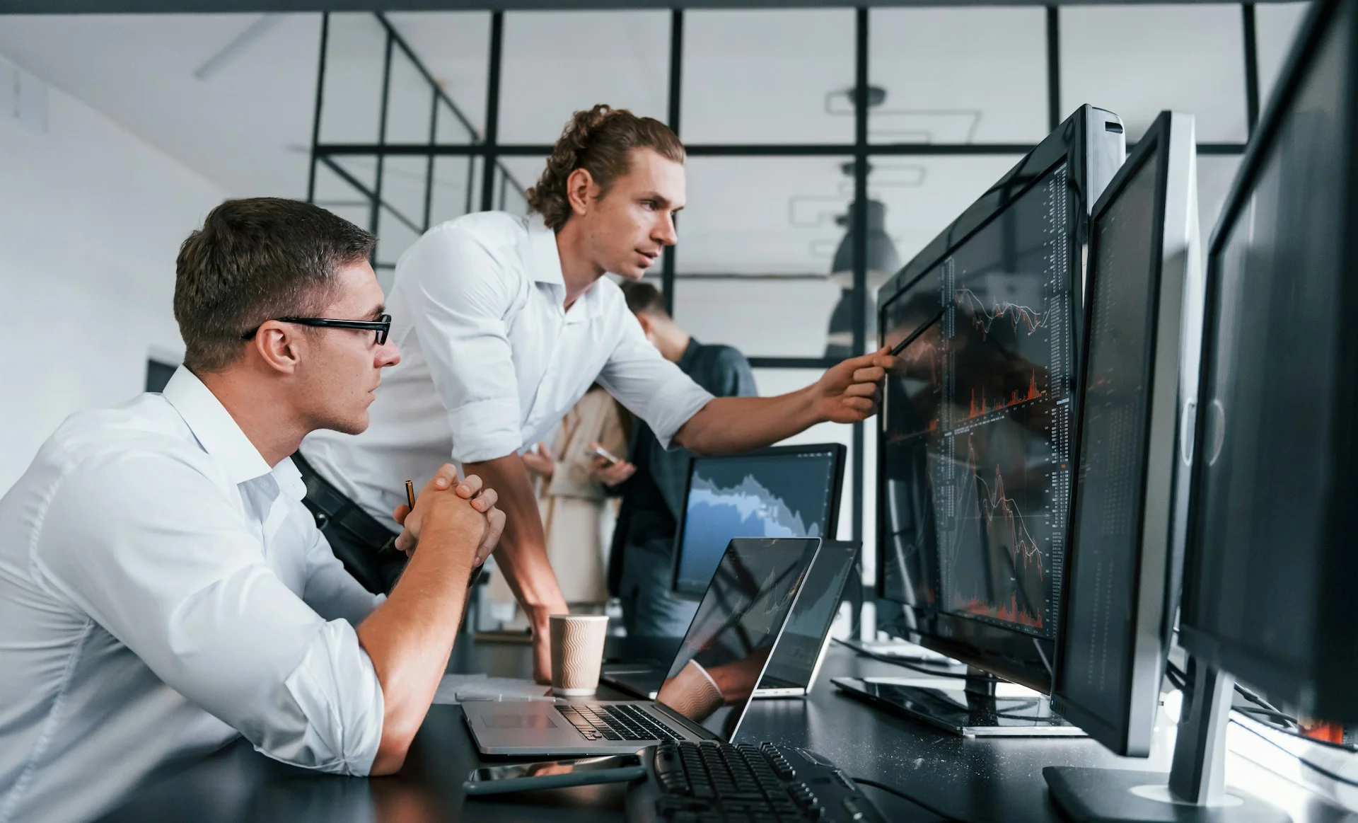 business men working with computer