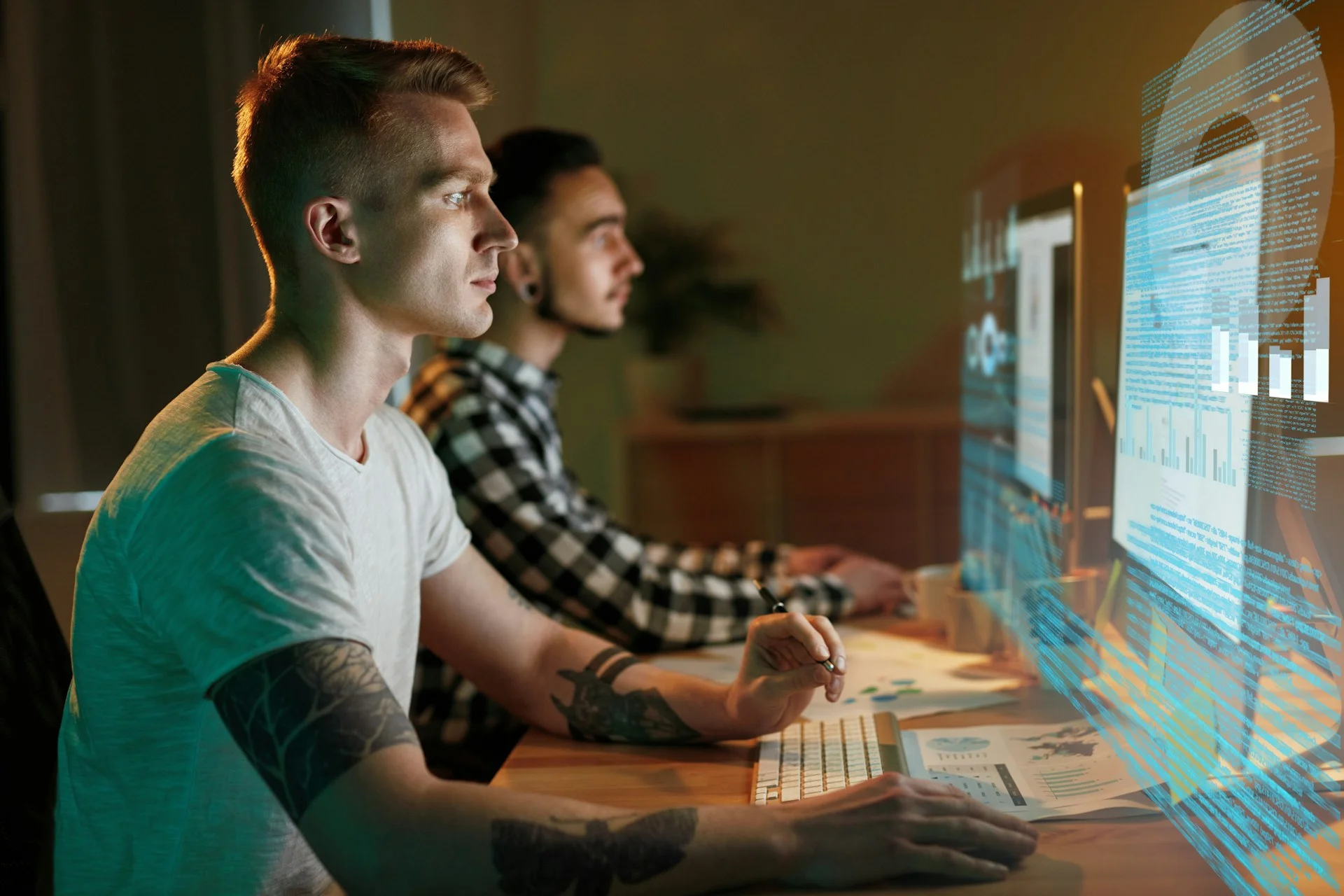 men working with ai computers