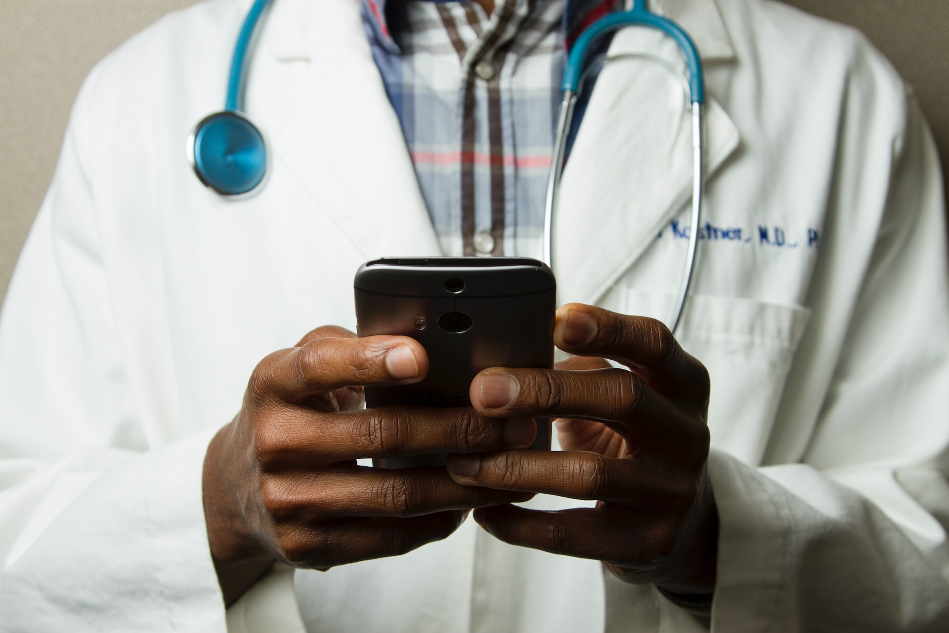 medical professional on phone