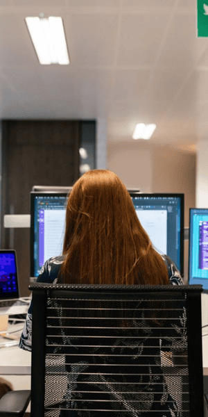 Integro Partners working at a desk on the computer