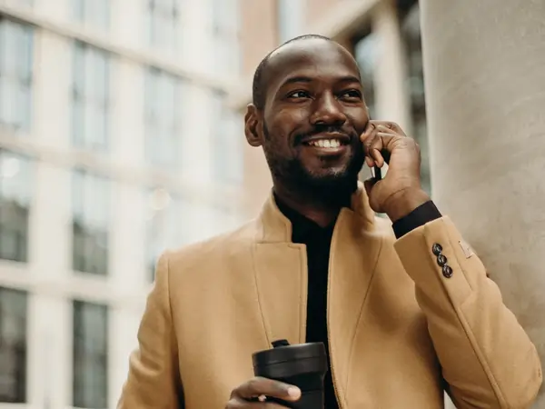 man on mobile phone in the city