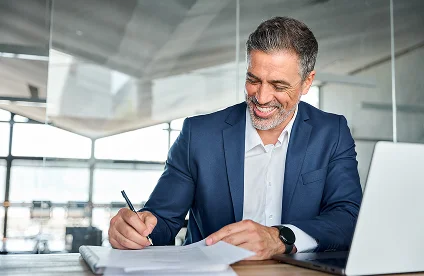 man working at desk