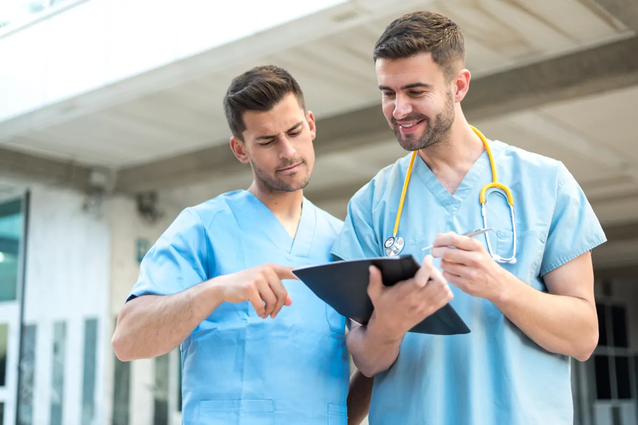 two-male-nurses-in-a-hospital