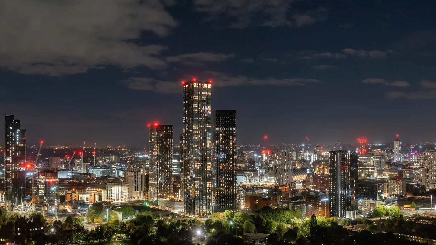 Manchester skyline at night 