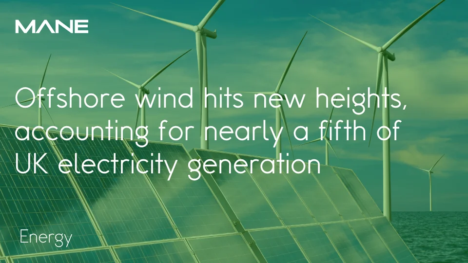 Offshore wind hits new heights, accounting for nearly a fifth of UK electricity generation