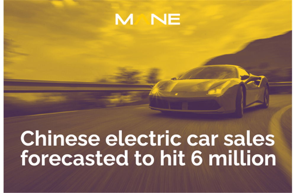 Chinese electric car sales forecasted to hit 6 million