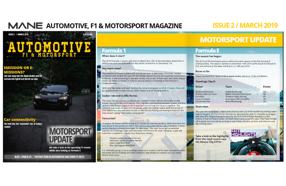 Mane Automotive, F1 & Motorsport Issue 2 – March 2019