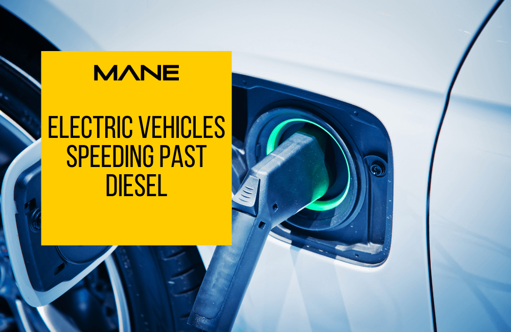 Electric vehicles speeding past diesel