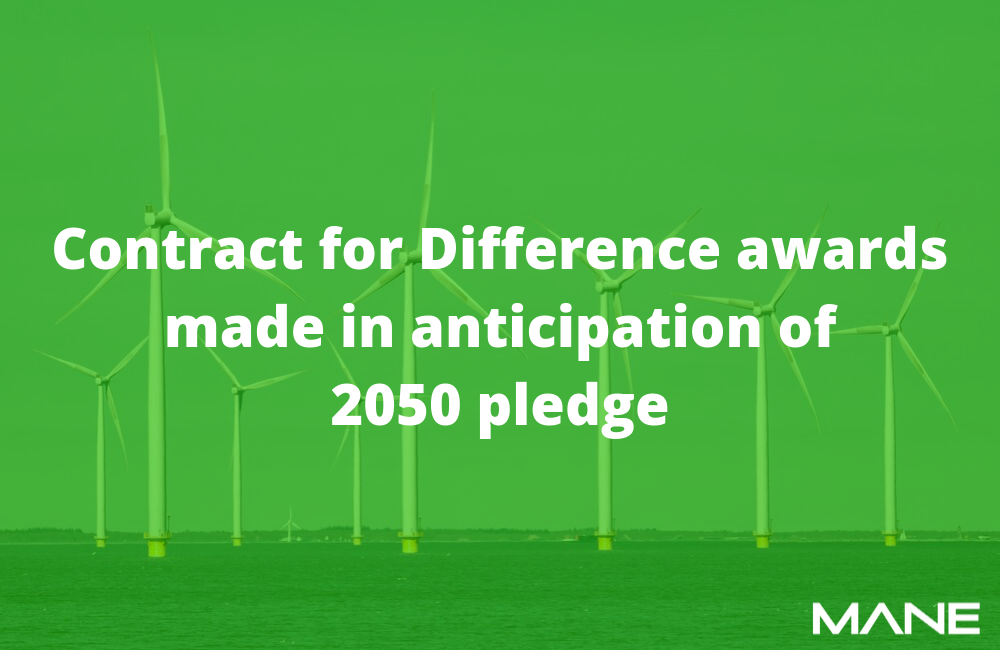 Contract for Difference awards made in anticipation of 2050 pledge