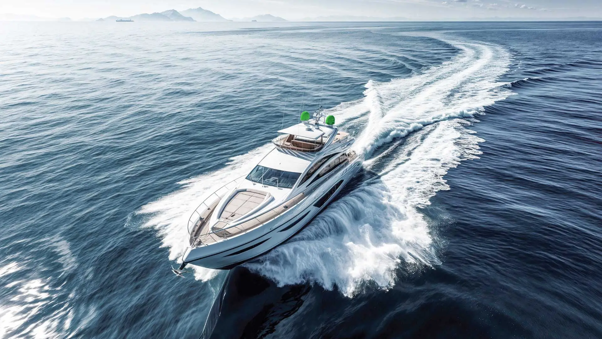 Yacht sailing through the ocean