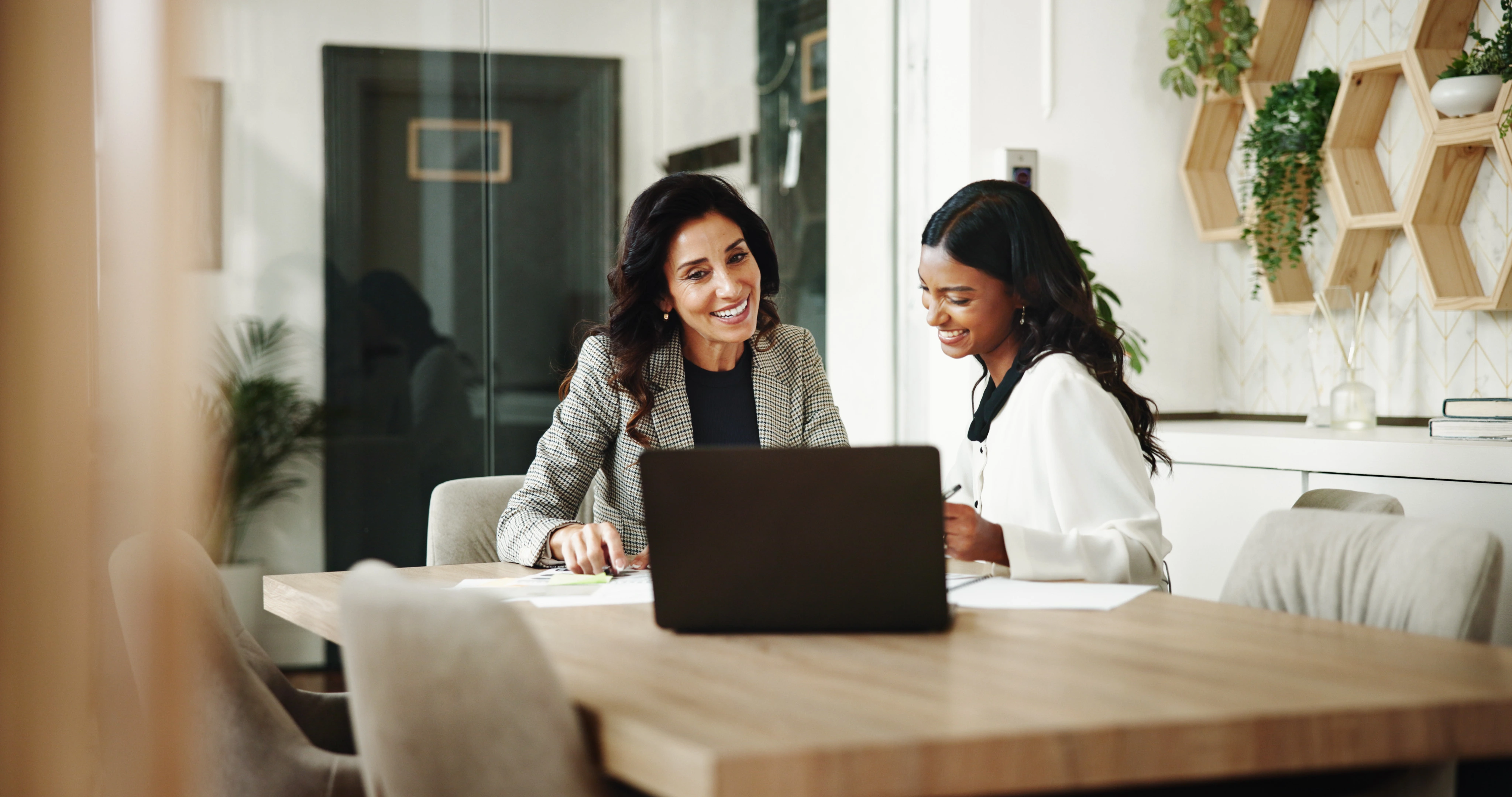 Young female candidate interviewed by employer