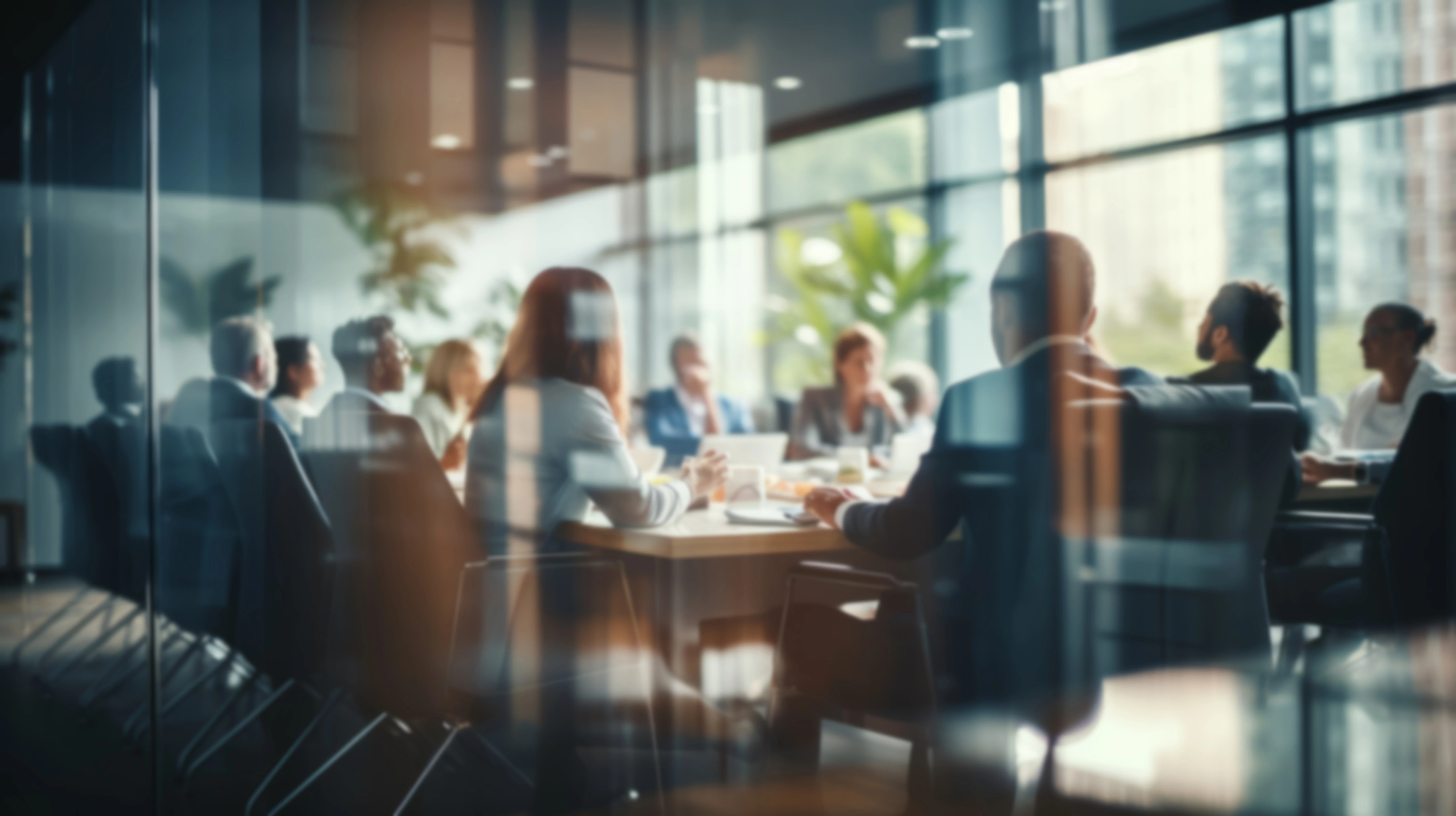 people sitting in large business meeting
