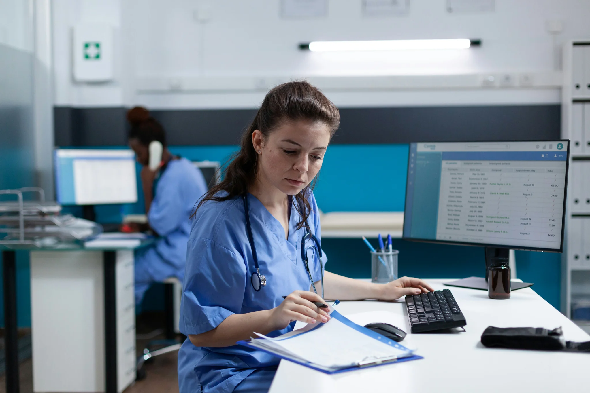 woman studying in lab