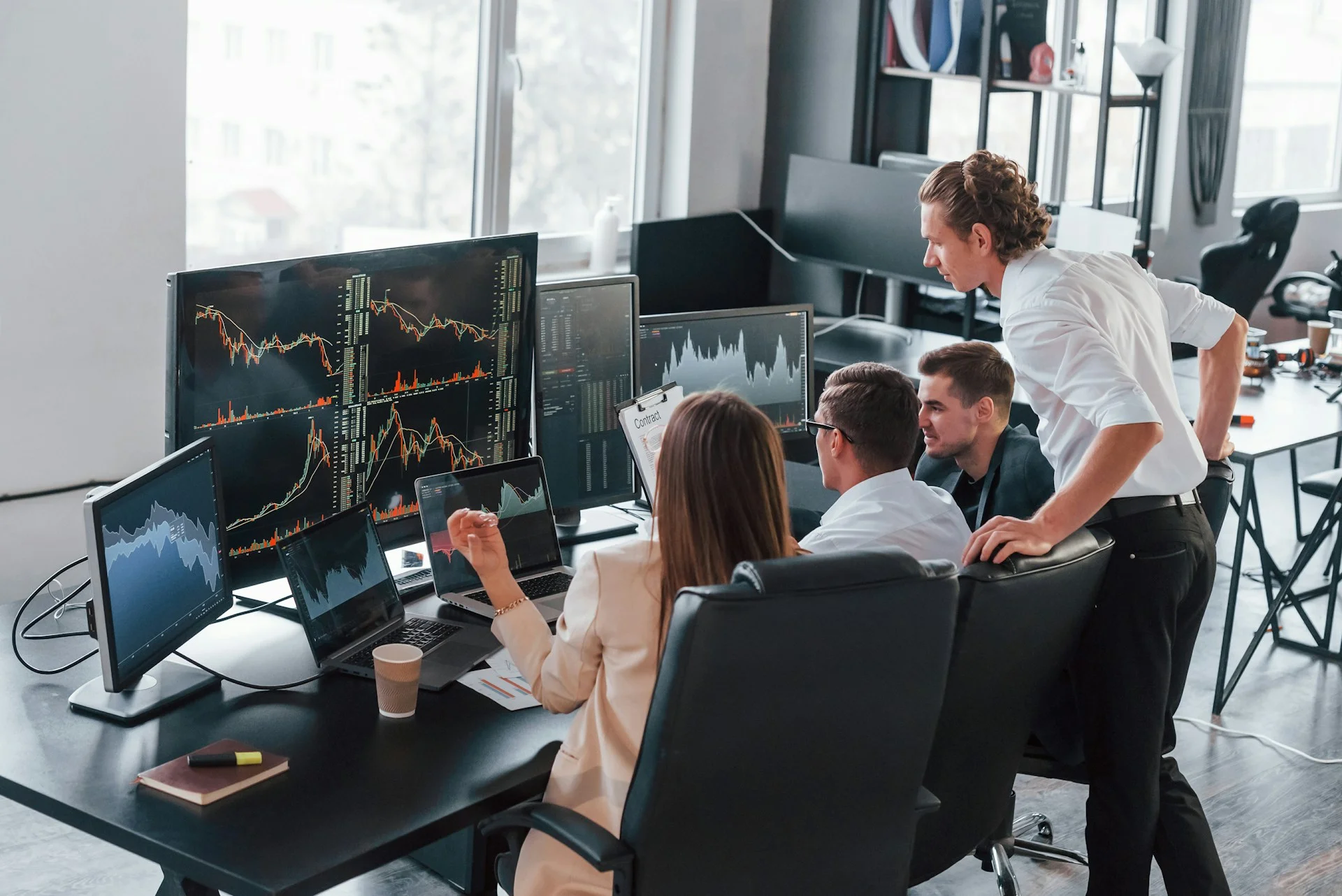 bankers working together