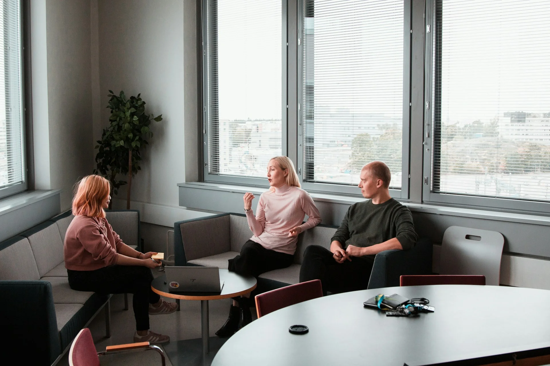 Meeting, recruitment or managers in job interview with businesswoman talking or listening in negotiation. 