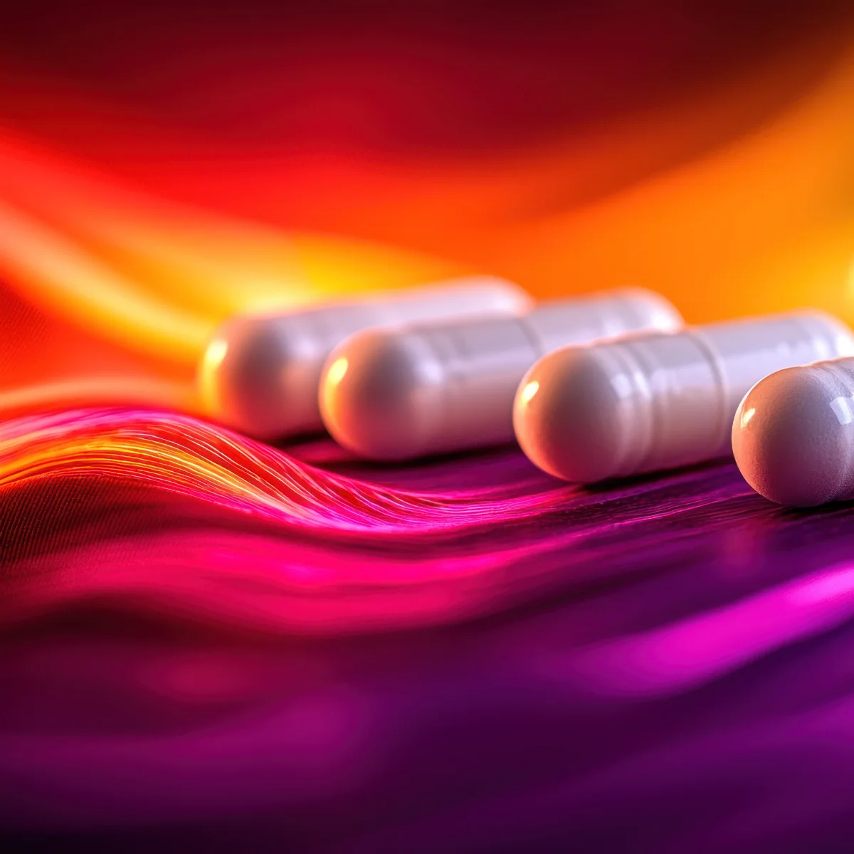 drug capsules on abstract line background
