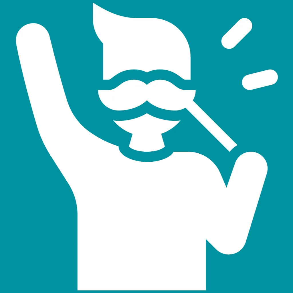 Person wearing moustache prop joke icon