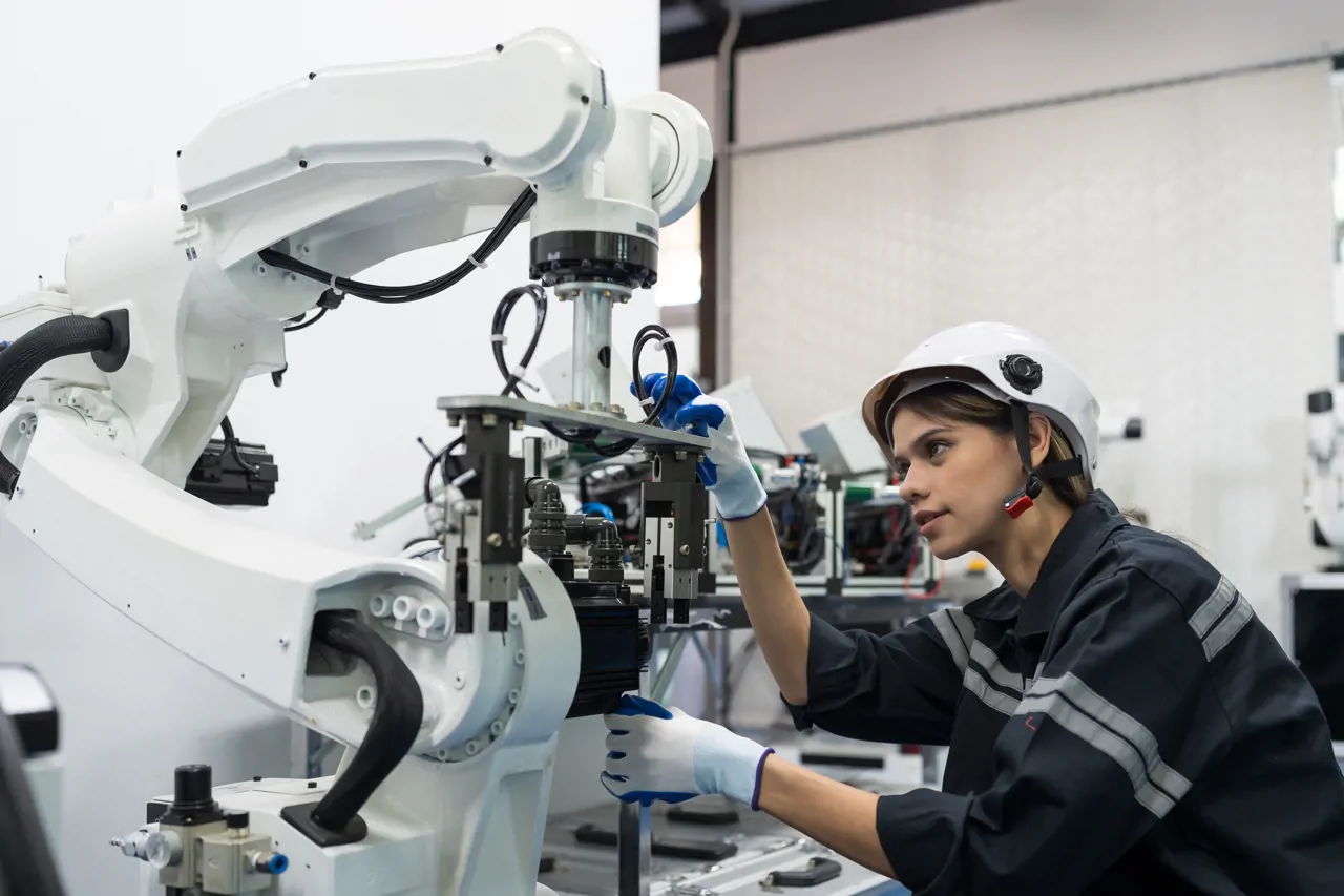 Engineer working on equipment