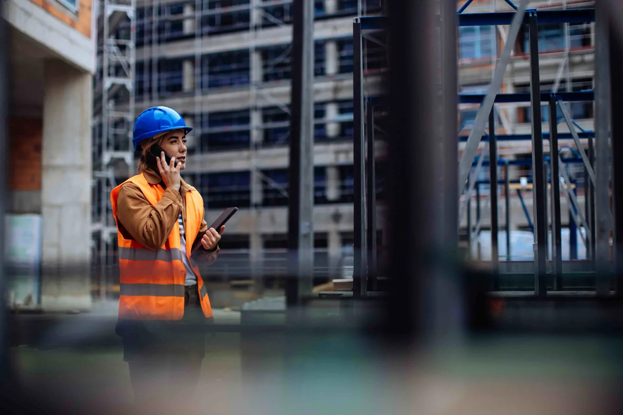 Female construction professional on building site