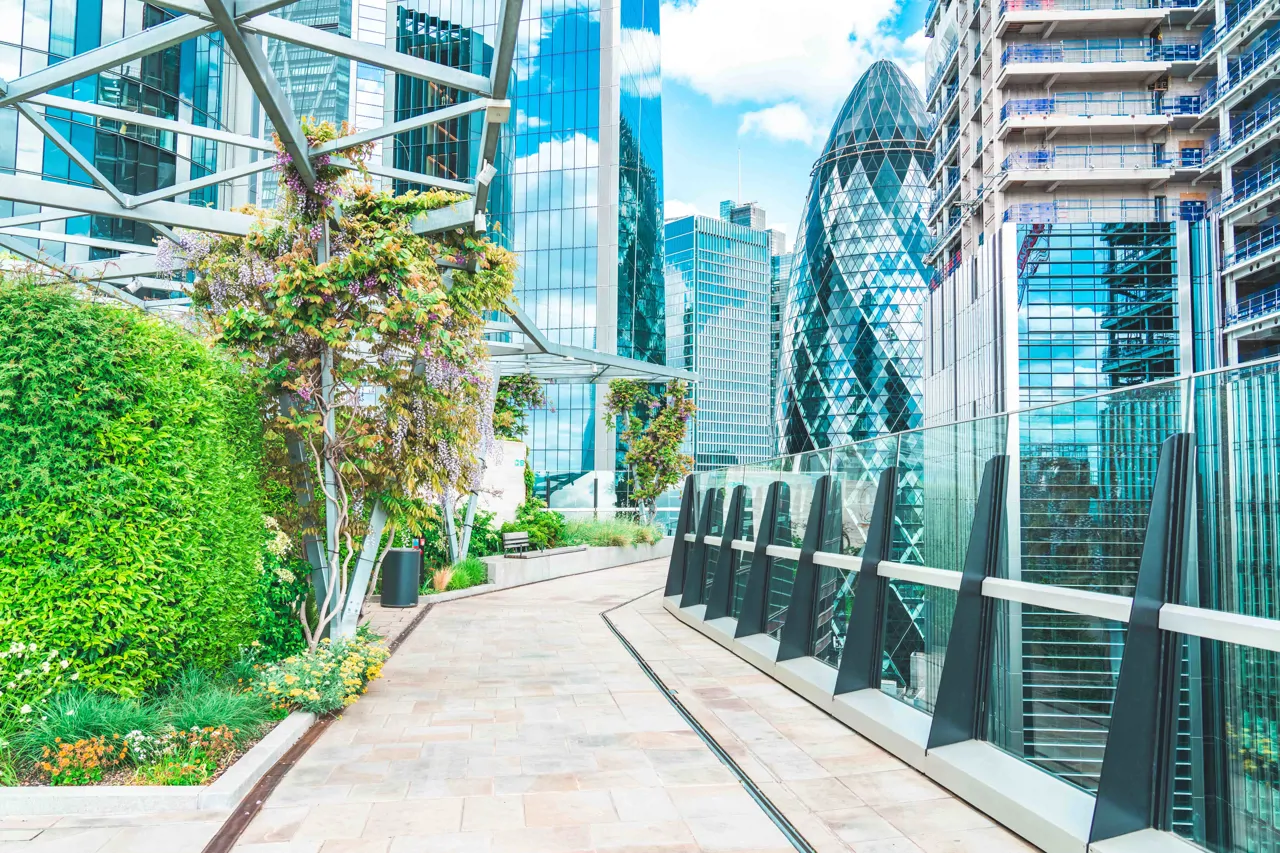 City of London with greenery