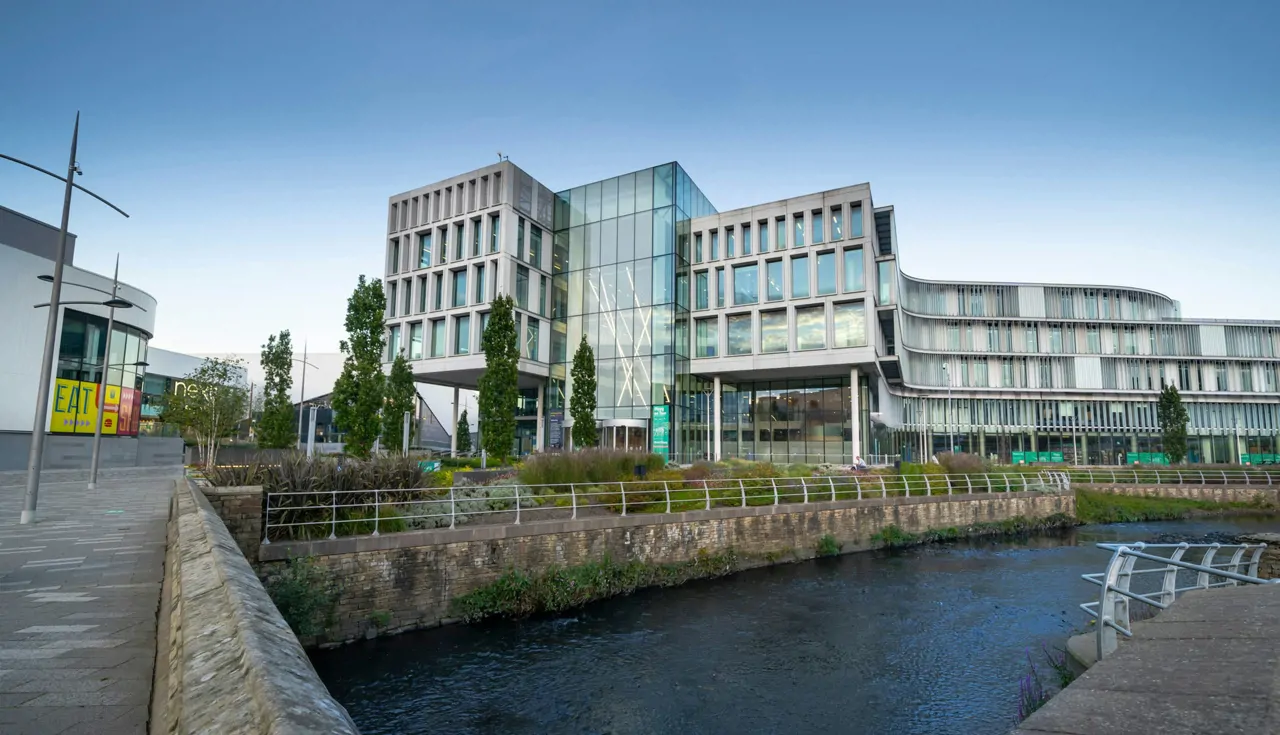 Rochdale Borough Council building behind river